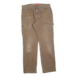 DICKIES Mens Cotton Blend Brown Regular Straight Trousers W34 L32 Workwear Zip