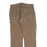 DICKIES Mens Cotton Blend Brown Regular Straight Trousers W34 L32 Workwear Zip