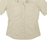 CALVIN KLEIN JEANS Womens Beige S Cotton Blend Shirt Short Sleeve Casual Summer