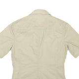 CALVIN KLEIN JEANS Womens Beige S Cotton Blend Shirt Short Sleeve Casual Summer