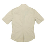 CALVIN KLEIN JEANS Womens Beige S Cotton Blend Shirt Short Sleeve Casual Summer