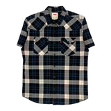 Levis Checked Short Sleeve Shirt - Small Blue Cotton