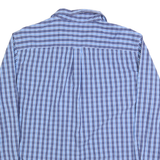 CHAPS Mens Blue & Navy Check Shirt 2XL Classic Cotton Blend Button Closure