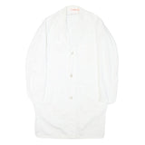 LUTTEURS Womens White Cotton Blend Button Jacket M Plain Classic