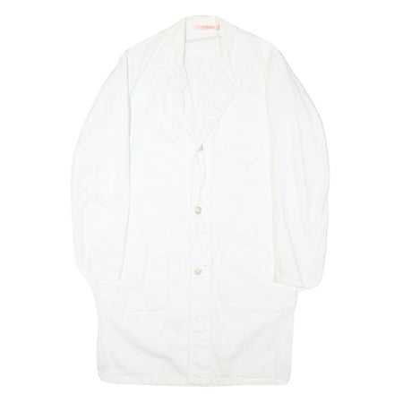 LUTTEURS Womens White Cotton Blend Button Jacket M Plain Classic