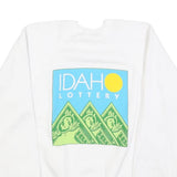 HANES Womens White Idaho Lottery Crew Neck L Cotton Blend Pullover Sweatshirt