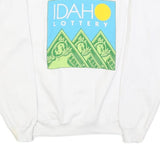 HANES Womens White Idaho Lottery Crew Neck L Cotton Blend Pullover Sweatshirt