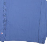 CHAMPION Mens Blue Graphic T-Shirt M Long Sleeve Crew Neck Logo Print