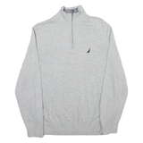 NAUTICA Mens Grey Plain Cotton Pullover Jumper Crew Neck M Classic Comfortable