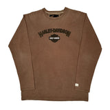 Harley Davidson Spellout Long Sleeve T-Shirt - Medium Brown Cotton