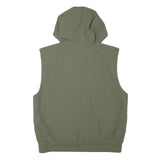 FILA Mens Green Sleeveless Zip Jacket L Polyester Blend Plain Hooded Casual