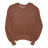 Womens Brown Open Knit Round Neck Lightweight Jumper XS Lightweight Knitwear