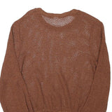Womens Brown Open Knit Round Neck Lightweight Jumper XS Lightweight Knitwear