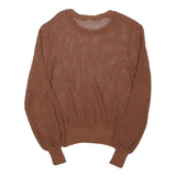 Womens Brown Open Knit Round Neck Lightweight Jumper XS Lightweight Knitwear