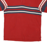 NAUTICA Mens Red Navy & Cream Striped Short Sleeve Polo Shirt S Cotton Classic