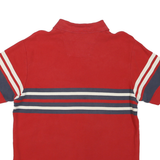 NAUTICA Mens Red Navy & Cream Striped Short Sleeve Polo Shirt S Cotton Classic