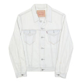 LEVI'S Mens White Cotton Denim Jacket S Button Plain Classic Casual