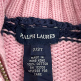 Age 2 Ralph Lauren Striped 1/4 Zip - 3XS Navy Cotton