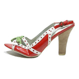 SACHELLE Womens Red White Green Slingback Leather High Heels UK 5 Stylish