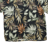 CROFT & BARROW Mens Black Green & Brown Leaf Print Shirt XL Casual Short Sleeve