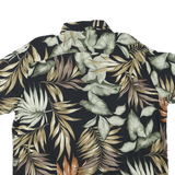 CROFT & BARROW Mens Black Green & Brown Leaf Print Shirt XL Casual Short Sleeve