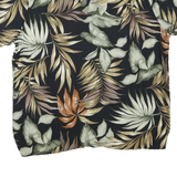 CROFT & BARROW Mens Black Green & Brown Leaf Print Shirt XL Casual Short Sleeve