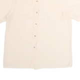 CANDA Womens Cream Basic Shirt Short Sleeve Point Collar Plain M Button Casual