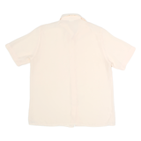 CANDA Womens Cream Basic Shirt Short Sleeve Point Collar Plain M Button Casual