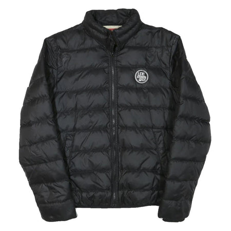 LEVI'S Mens Black Puffer Jacket M Polyester Blend Zip Casual Outerwear