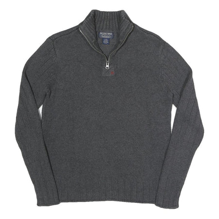 RALPH LAUREN POLO JEANS COMPANY Mens Grey Plain Cotton Jumper Pullover Cable