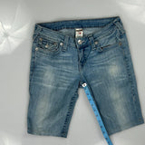 True Religion Contrast Stitch Denim Shorts - 28W UK 8 Light Wash Denim
