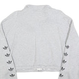 ADIDAS Womens Grey Cotton Blend Sweatshirt Crop Half Zip UK 16 Trefoil Logo
