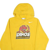 NIKE Mens Yellow Dinos University Of Calgary Pullover Hoodie M Cotton Casual