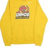 NIKE Mens Yellow Dinos University Of Calgary Pullover Hoodie M Cotton Casual