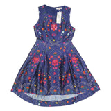 DERHY Womens Blue Floral Sleeveless Fit & Flare Woven Dress M Summer Smart