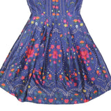 DERHY Womens Blue Floral Sleeveless Fit & Flare Woven Dress M Summer Smart