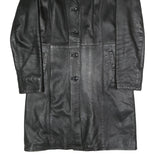 VERA PELLE Womens Black Faux Leather Coach Jacket M Woven Fabric Classic Fit