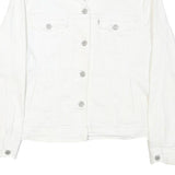 LEVI'S Womens White Button Cotton Blend Denim Jacket XL Plain Classic Casual