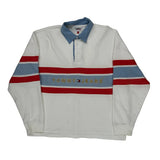 Tommy Jeans Striped Rugby Shirt - Small White Cotton