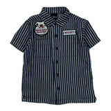 Age 2 Disney Striped Short Sleeve Shirt - 3XS Blue Cotton