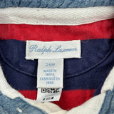 Age 24 Months Ralph Lauren Striped Polo Shirt - 3XS Red Cotton
