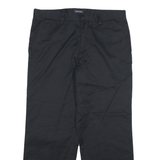 NAUTICA Mens Relaxed Black Cotton Blend Trousers W34 L27 Zip Closure