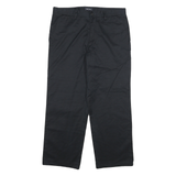 NAUTICA Mens Relaxed Black Cotton Blend Trousers W34 L27 Zip Closure