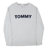 TOMMY HILFIGER Mens Grey Crew Neck Patterned Jumper Cotton Blend L Casual Wear