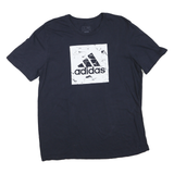 ADIDAS Mens Black Graphic T-Shirt L Short Sleeve Crew Neck Cotton Blend