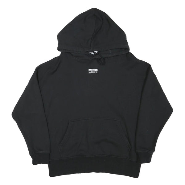 ADIDAS Womens Black Hoodie UK 10 Cotton Blend Casual Pullover Sweatshirt