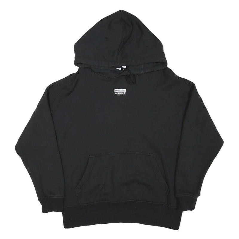 ADIDAS Womens Black Hoodie UK 10 Cotton Blend Casual Pullover Sweatshirt