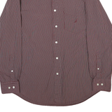 NAUTICA Mens Maroon & Navy Checked Cotton Blend Shirt L Button-Down Collar