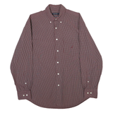 NAUTICA Mens Maroon & Navy Checked Cotton Blend Shirt L Button-Down Collar