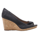 TOMS Wedge Heels Black Canvas Womens UK 7
